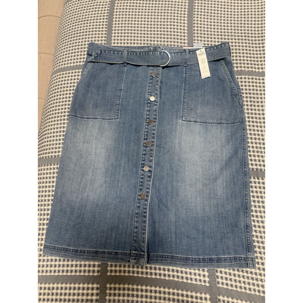 Chicos High Rise Denim Midi Skirt Cottagecore Boho Women Chico 3 / 16 New